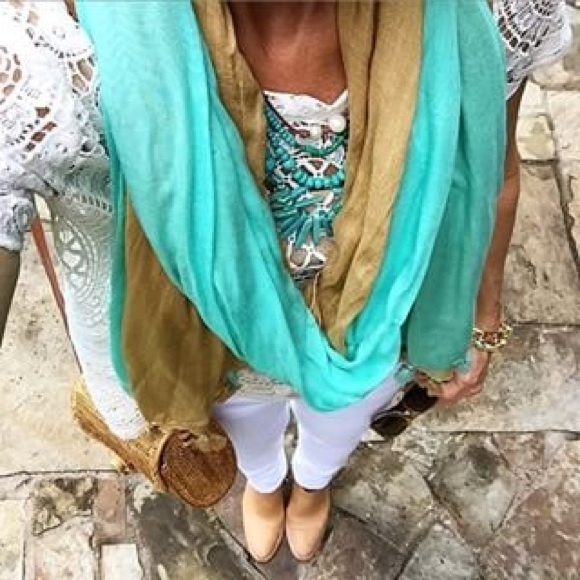 Anthropologie LIANDRI TASSEL SCARF - Turquoise NWT - Picture 4 of 4
