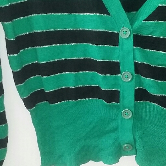 Cropped Green, Black, and Gold Cardigan - Picture 2 of 2