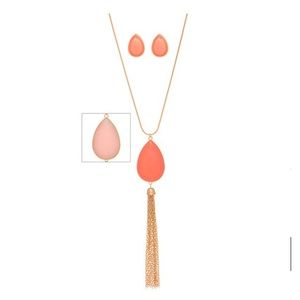 NWT Pink/Coral Necklace and Earrings set