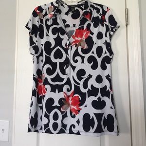 Alfani XL navy blue & white top