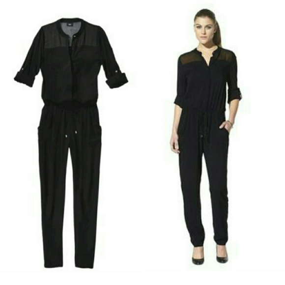 Black Rolled-Sleeve Jumpsuit [Jumper]
