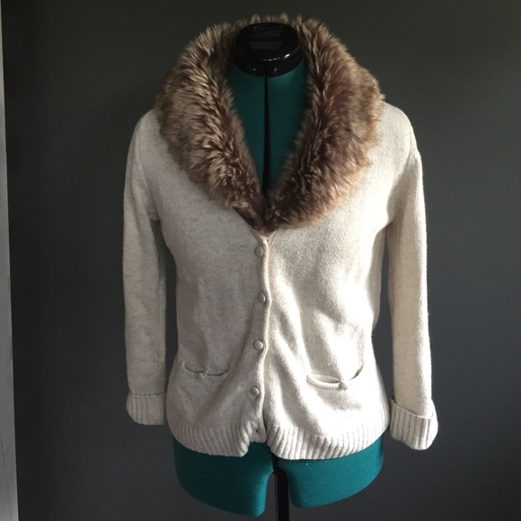 Zara Faux Fur Collar Cardigan