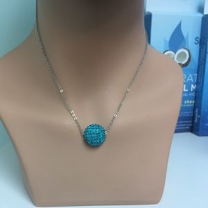 Rhinestone Turquoise and silver necklace
