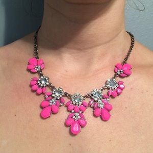 Bright Pink and Crystal Chunky Necklace