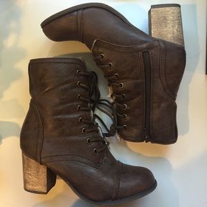 Brown Military Boots | Small Tan Heel