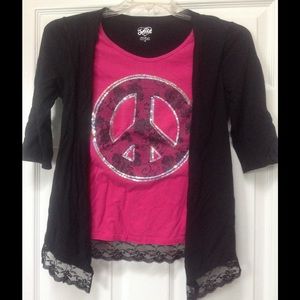 Justice shirt & Under Armour hoodie