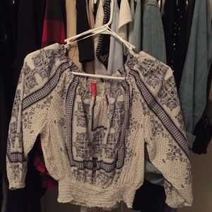 h&m // divided boho off the shoulder crop top ♡