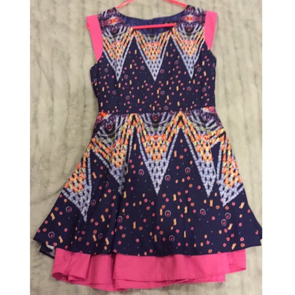 Navy blue and pink tribal dress size small