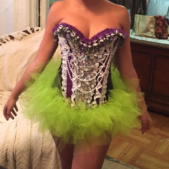 Mad Hatter Rave Halloween Costume Corset Tutu