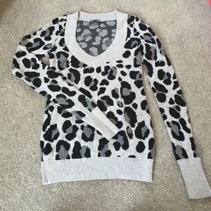 Express Black and Grey Leopard Sweater