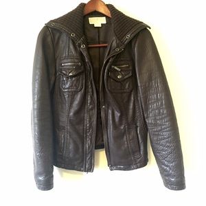 MK dark brown leather jacket