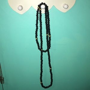 Handmade wood double wrap necklace BLACK
