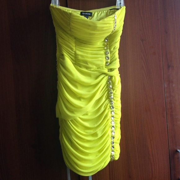 Neon green/yellow Bebe dress - Picture 2 of 3