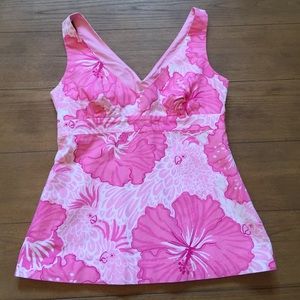 Pink Lilly Pulitzer hibiscus print tank
