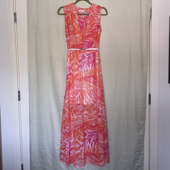 Calvin Klein Dresses Pink And Orange Maxi Dress Poshmark