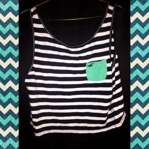 Hollister Navy and white striped crop tank