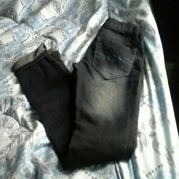 Crochet dark wash jeans