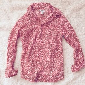 Old Navy Red/Coral Floral Pattern - Button Up