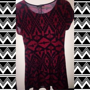 Red and Black tribal print party dress