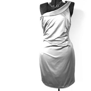 Sexy One-Shoulder Silver Dress with Ruching