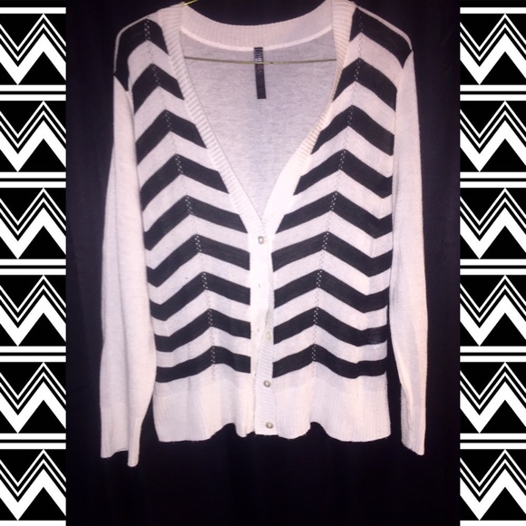 Black and cream zig-zag striped sweater