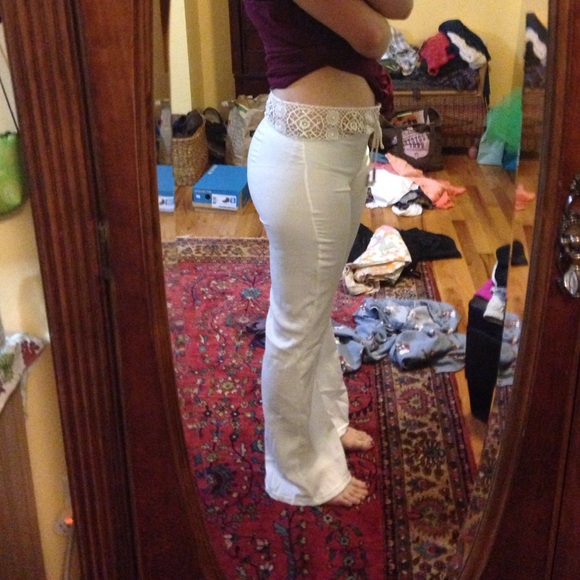 *SOLD* Boho Drawsting Lacy Flare Pants - Picture 4 of 4