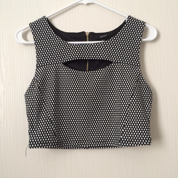 Polka Dot Cutout Crop Top