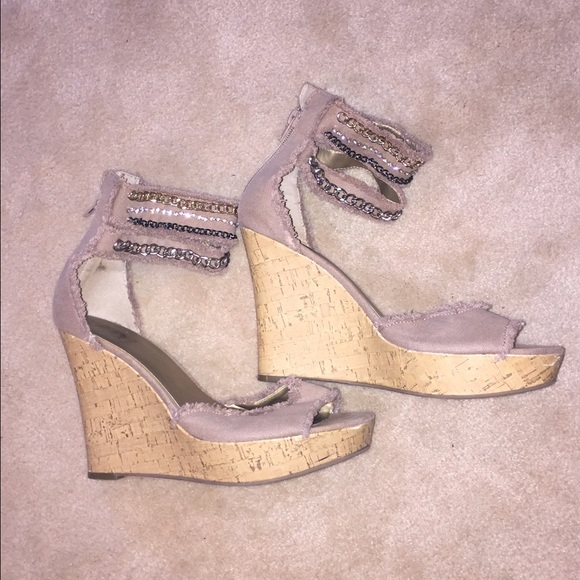 GUESS ankle strap wedge heel 10