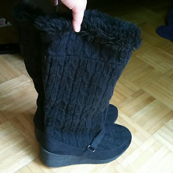 8.5 8 1/2 Steve Madden platform wedge fur boots