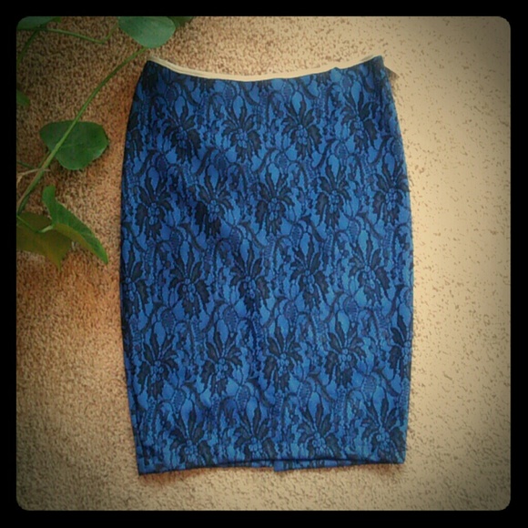 Electric blue lace skirt