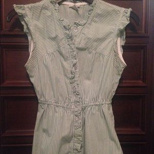 Anthropology Odille green pinstripe shirt