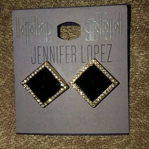 JENNIFER LOPEZ BLACK PIERCED EARRINGS