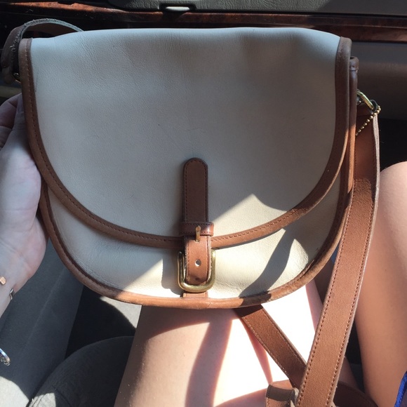 Cream and brown VINTAGE coach crossbody bag