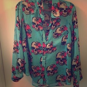 Skull and flower shirt!