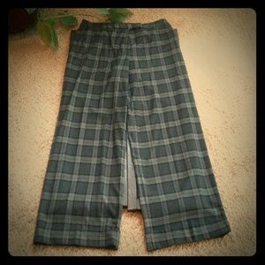 Gray plaid wide leg pants
