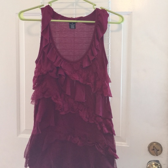 Rue 21 burgundy ruffle lace tank top!