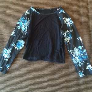 Black and floral crop top