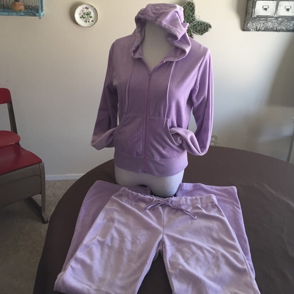 lilac velour tracksuit