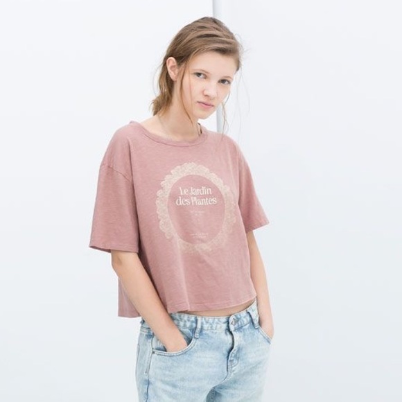 Zara Tops - Zara cropped t-shirt in pink