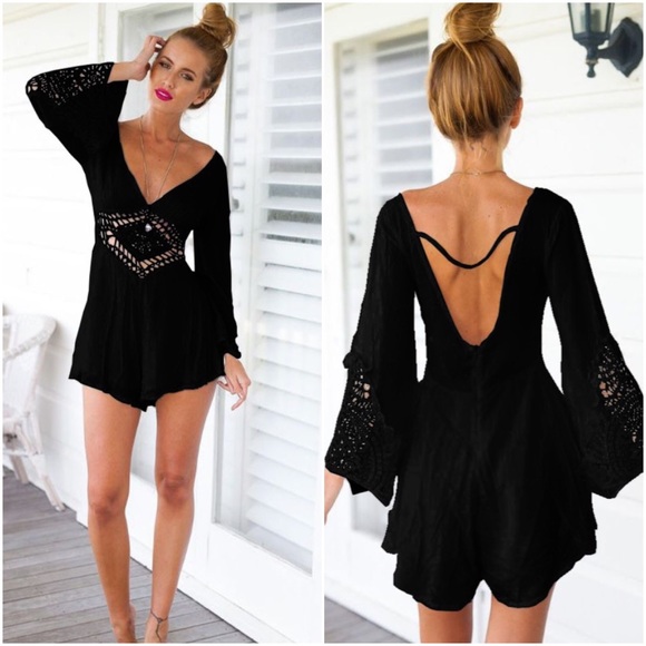 Dresses & Skirts - FINAL SALE! Black Crochet Romper