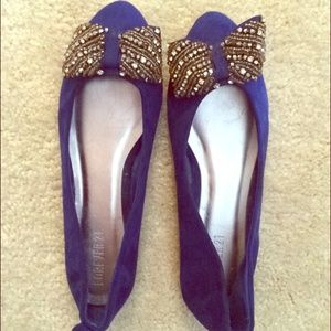 Forever 21 blue bejeweled flats