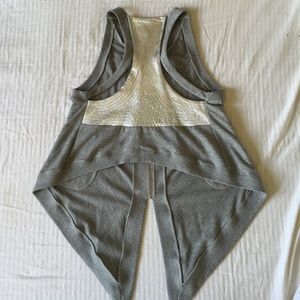 AIKO sz S cut out leather jersey grey vest