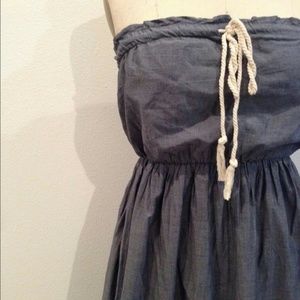 Chambray Strapless Maxi Dress