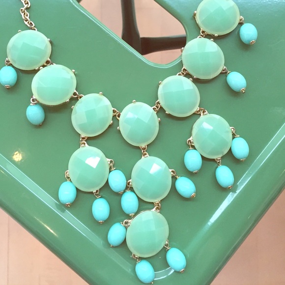 Mint green cascade drop necklace