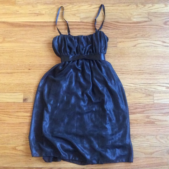 Black Shimmer ribbon Strap, Baby Doll Dress