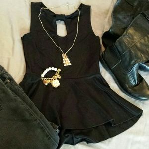 Black peplum top