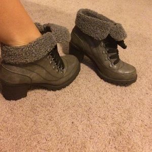 Grey Faux Fur Booties