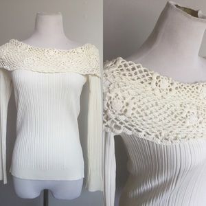 Reduced Cabo Ribbed Off Shoulder Cream Top SZ L