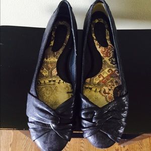 Black Leather Born Flats