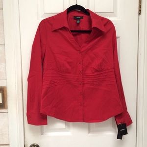 Alfani red button up blouse